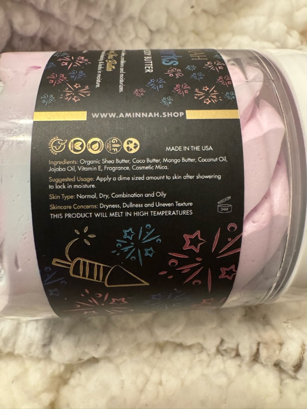 Aminnah Limited Edition
Fireworks Whipped Body Butter, Blue/Blackberry Scent - Picture 2 of 2